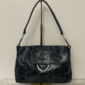 Alfani Black Leather Snake Print Shoulder Bag